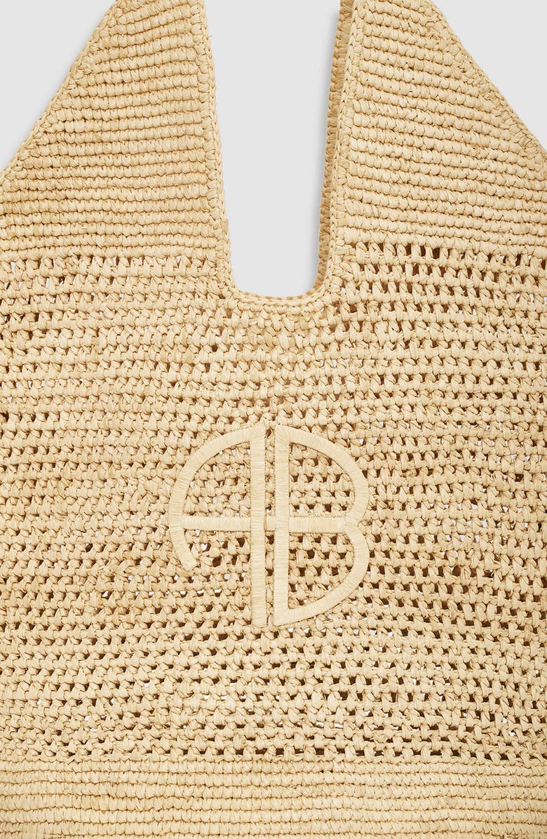 ANINE BING Leah Logo Hobo Bag, Alternate, color, Natural Raffia
