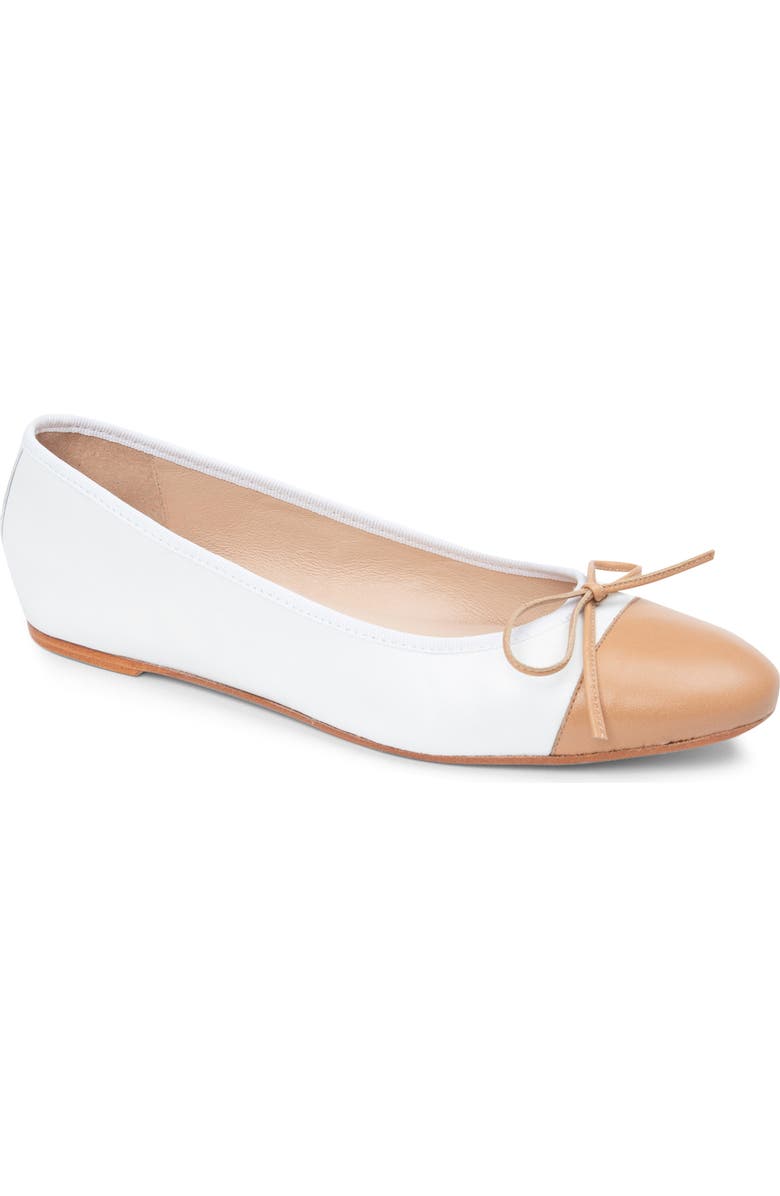 patricia green Tropez Cap Toe Ballet Flat, Main, color, White/ Natural