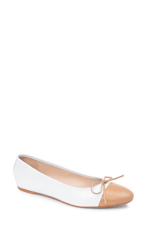 Shop Patricia Green Tropez Cap Toe Ballet Flat In White/natural