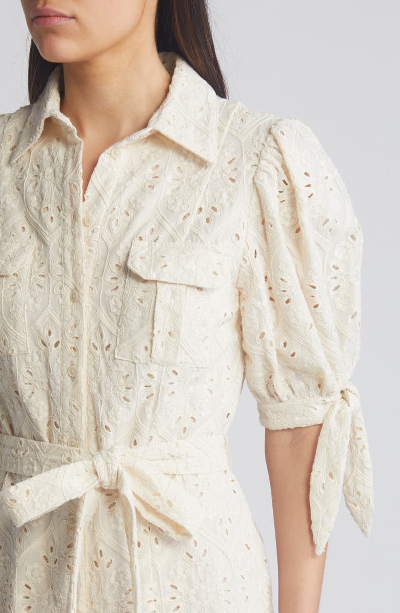 En Saison Cordelia Cotton Eyelet Short Sleeve Mini Shirtdress, Alternate, color,