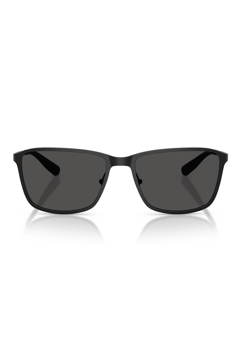 57mm Rectangular Sunglasses, Main, color, BLACK / SOLID DARK GREY