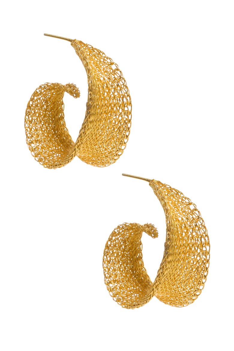 Gold Weave Curled Hoops, Main, color, Gold