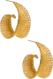 Freya Rose Gold Weave Curled Hoops