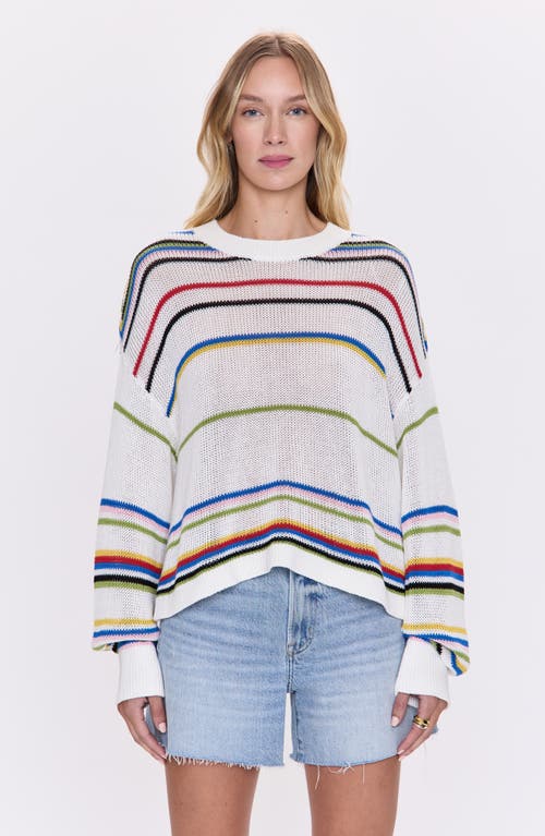 Pistola Eva Rib Knit Frayed Edge Cotton Sweater In Multi