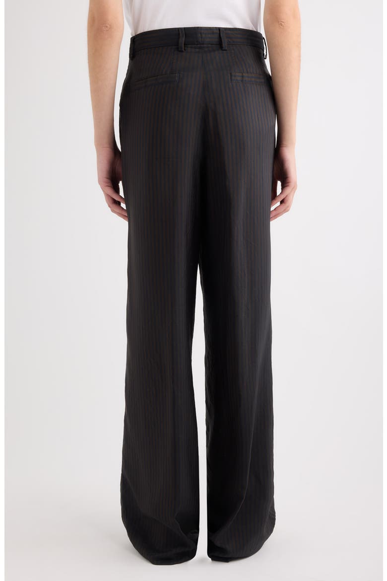 Penn Striped Wide Leg Cupro Pants, Alternate, color, DARK BROWN