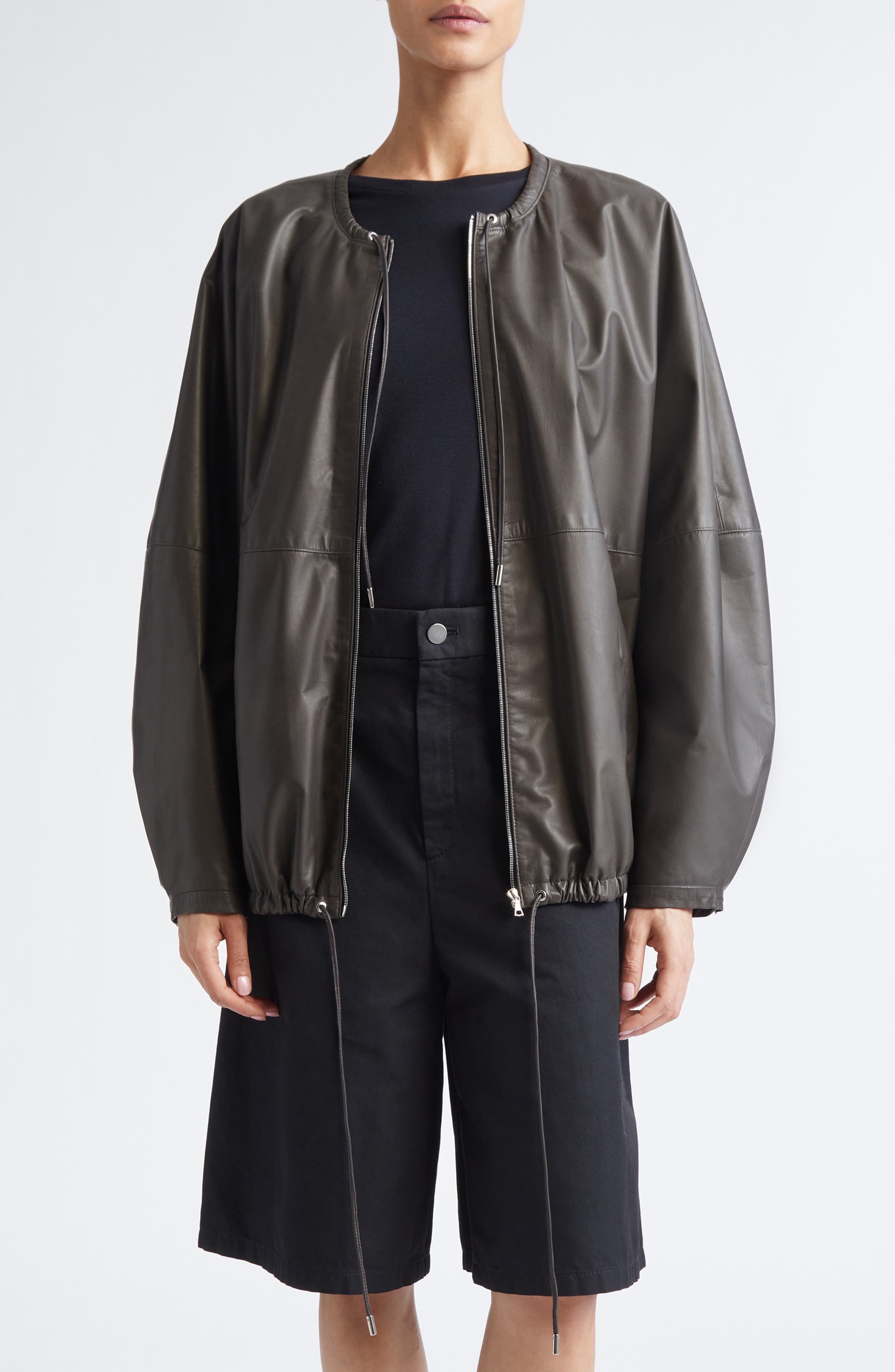Bond Drawstring Leather Jacket