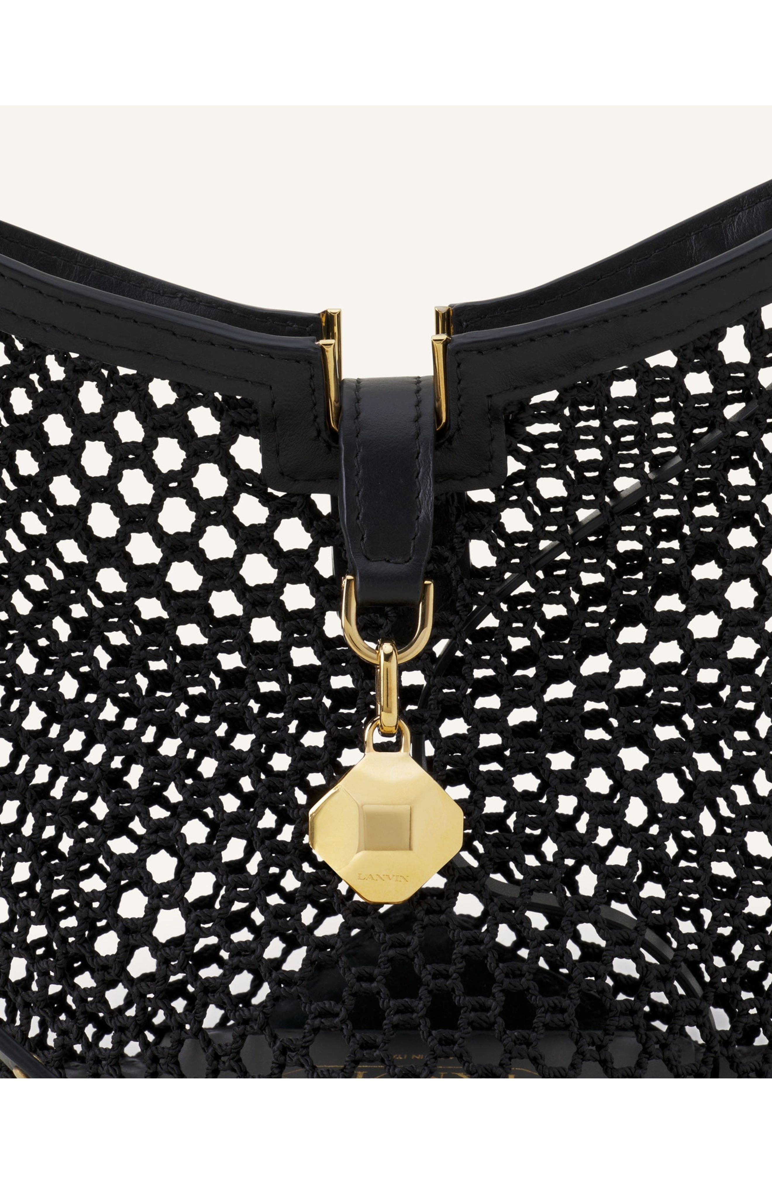 Lanvin Catch By Lanvin Small Bucket Bag In Mesh, Alternate, color, White/Black