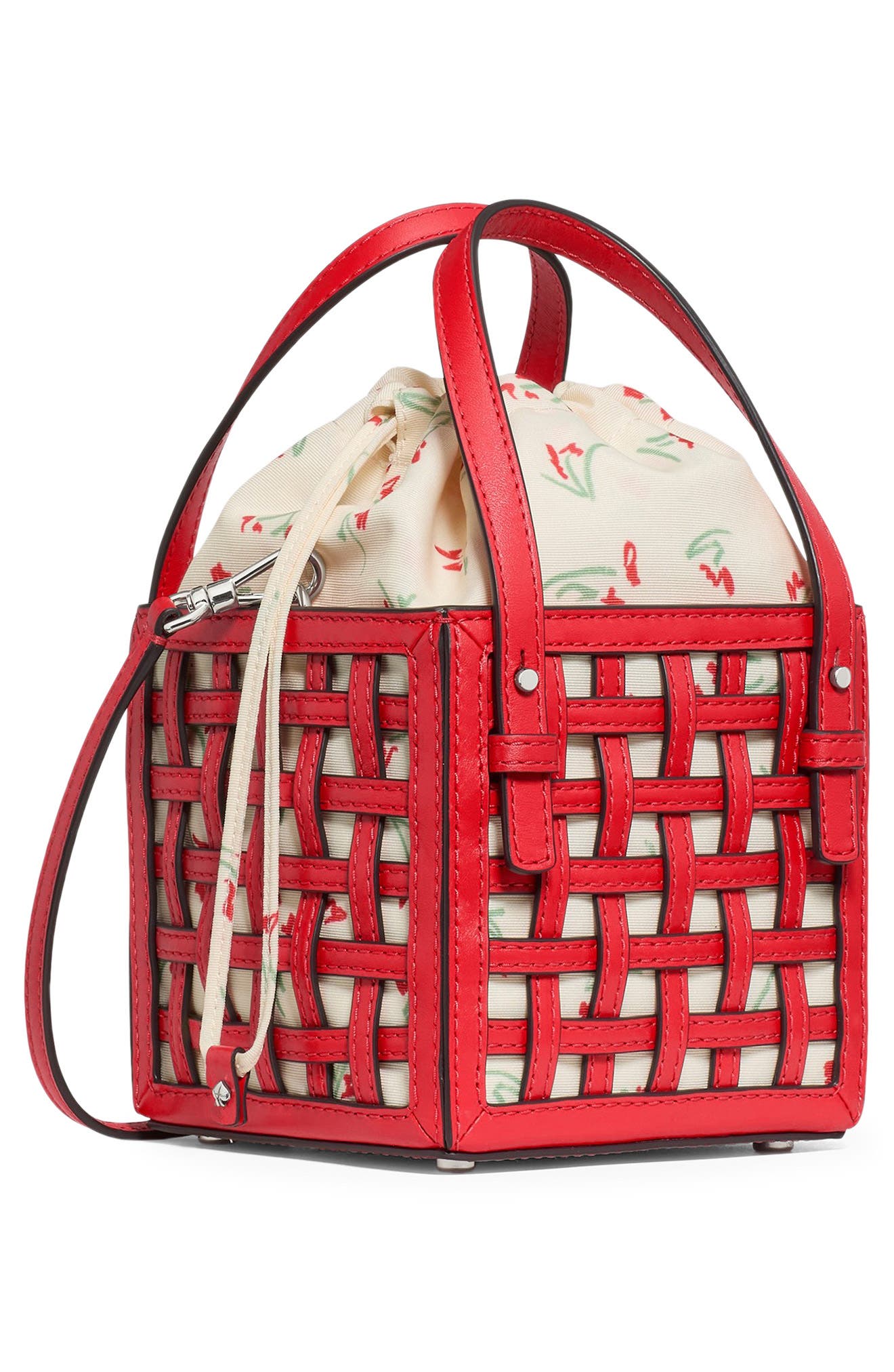Kate Spade New York the basket woven leather crossbody bag, Alternate, color, Heirloom Tomato