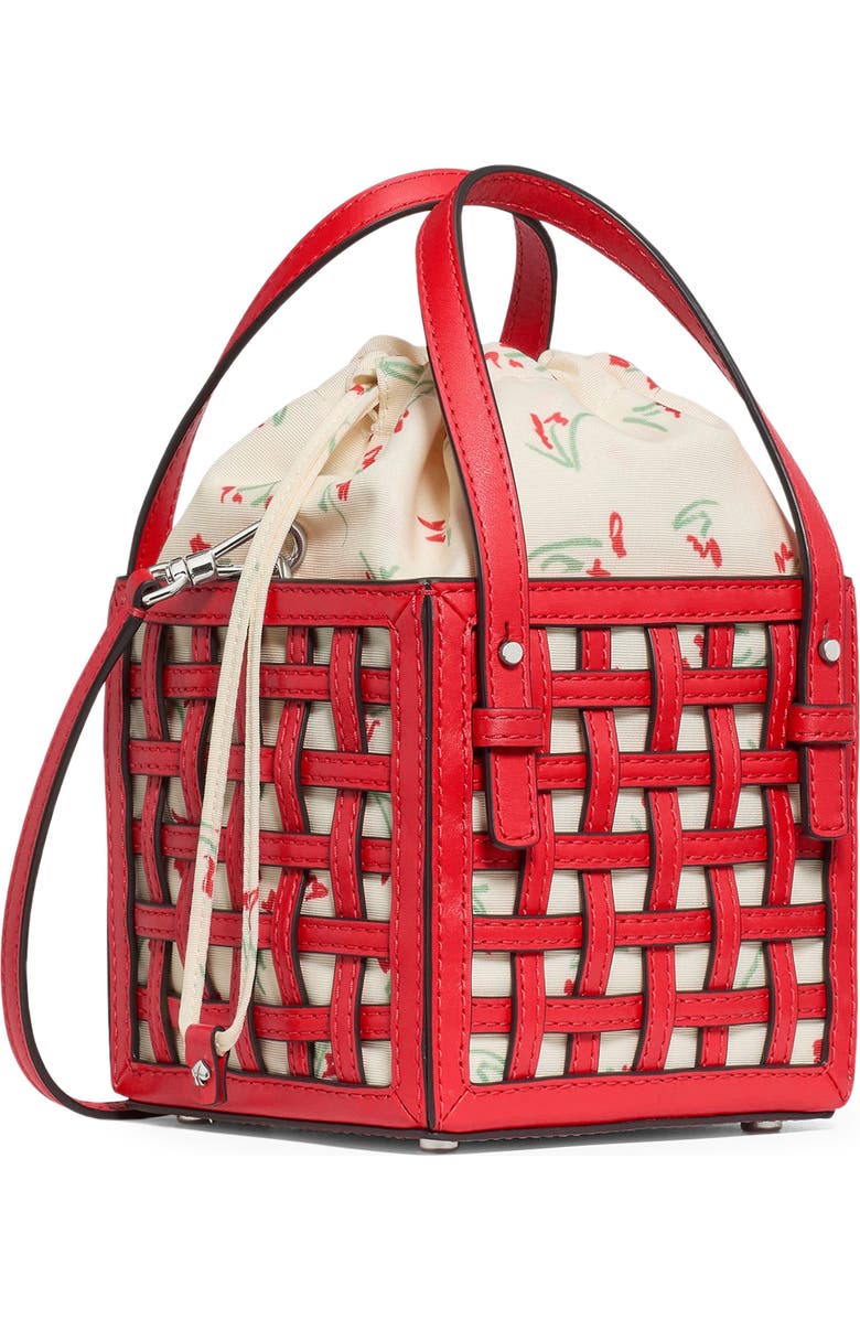 Kate Spade New York the basket woven leather crossbody bag, Alternate, color, Heirloom Tomato