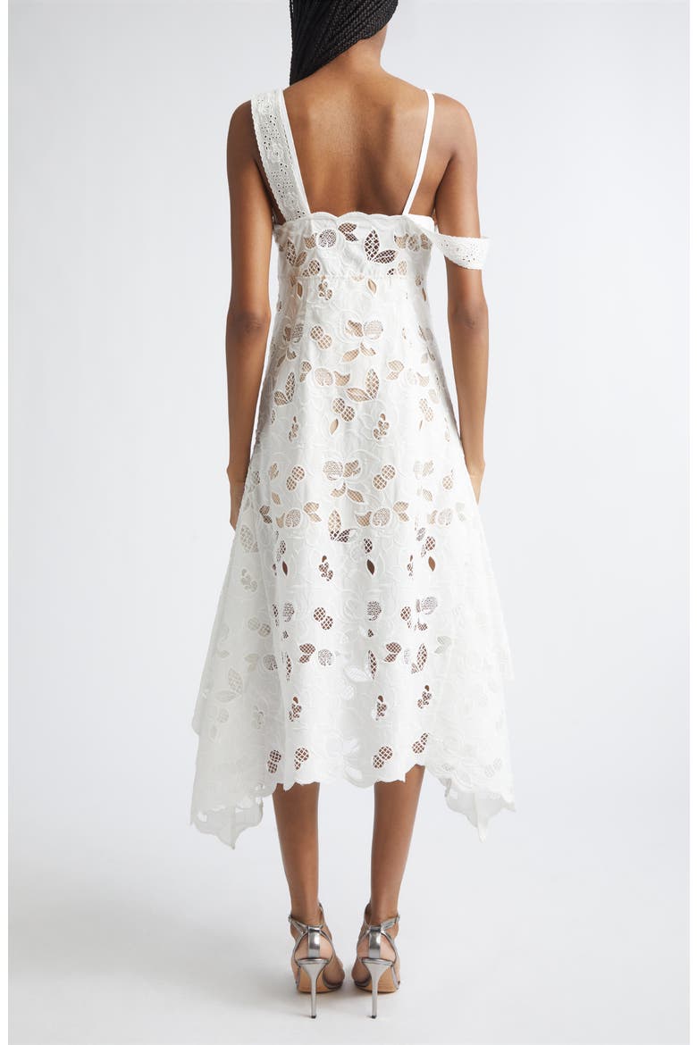 Eyelet & Lace Handkerchief Hem Dress, Alternate, color, WHITE