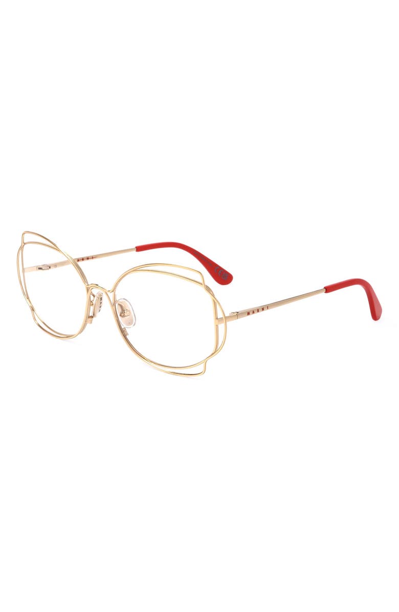 Marni 58mm Round Reading Glasses, Alternate, color, Gold
