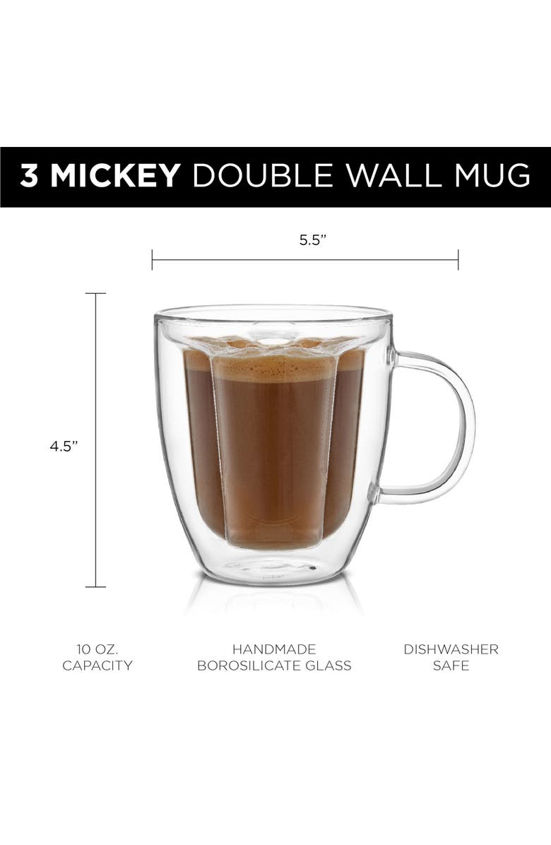 JoyJolt Disney Mickey 3D Coffee Cups - Set of 2, Alternate, color, Clear
