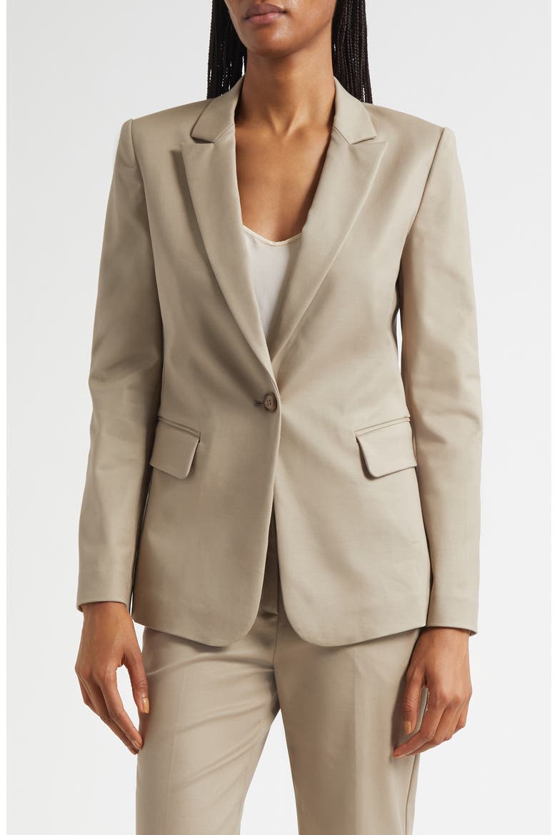 Cotton Couture One-Button Blazer, Main, color, SAND