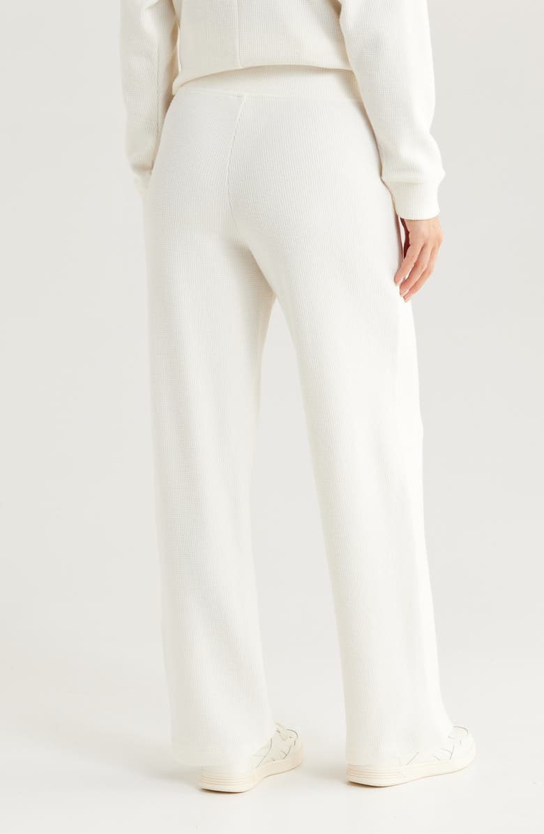 Zella Cozy Waffle Knit Pants, Alternate, color, Ivory Egret