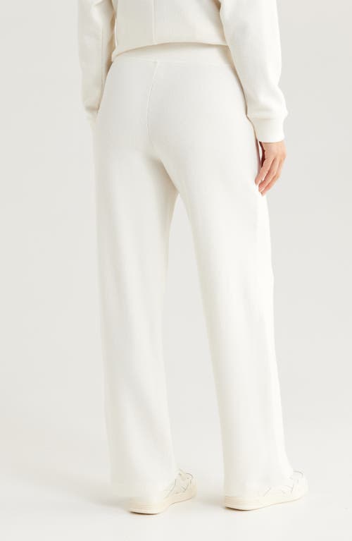 Shop Zella Cozy Waffle Knit Pants In Ivory Egret