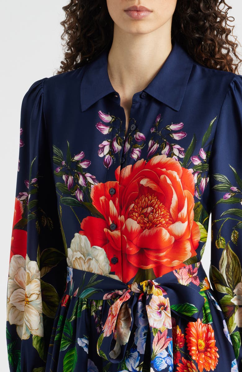 Elie Tahari The Melina Sahara Desert Print Long Sleeve Stretch Silk Shirtdress, Alternate, color, Sahara Desert Print