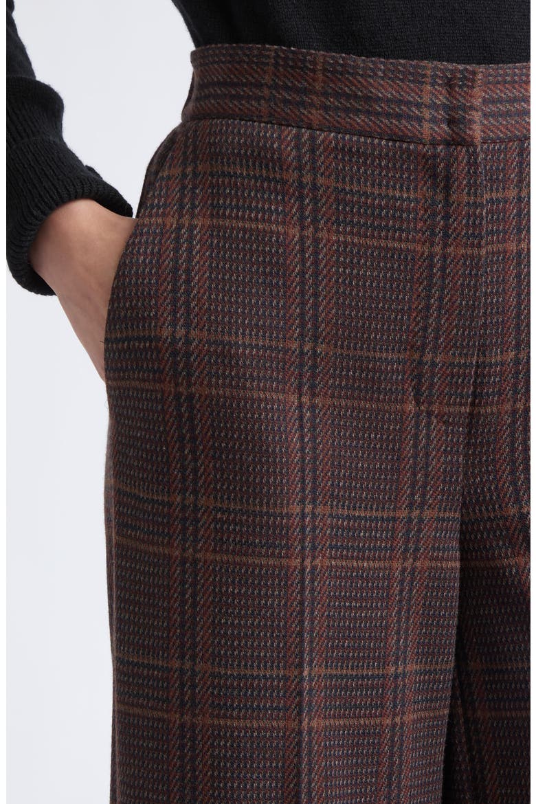 Memiro Plaid Wool Trousers, Alternate, color, BROWN BORDEAUX
