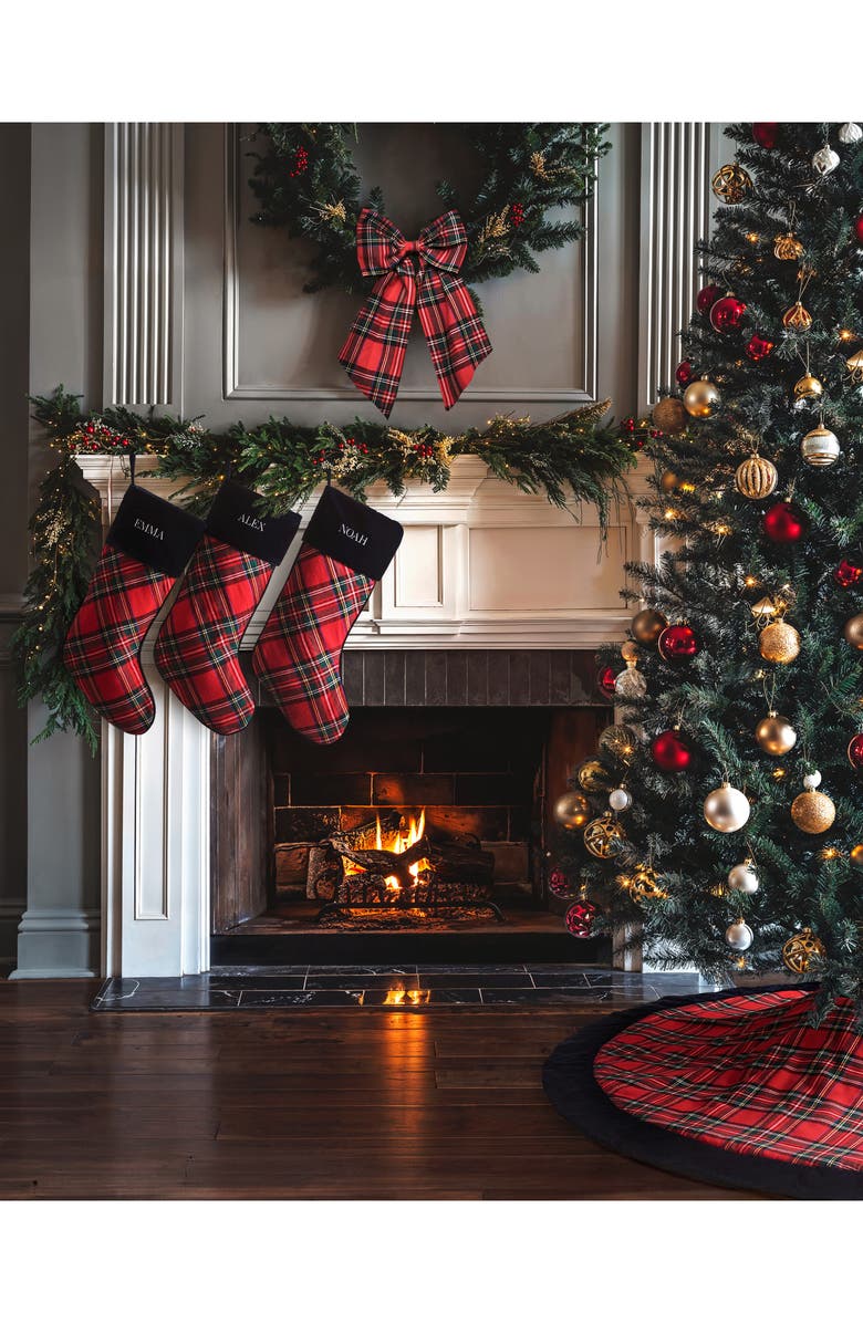 Petite Plume Imperial Tartan Plaid Tree Skirt, Alternate, color, Red