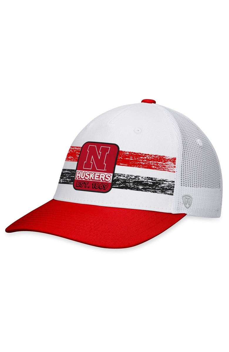 TOP OF THE WORLD Men's Top of the World White/Scarlet Nebraska Huskers Retro Fade Snapback Hat, Main, color, White