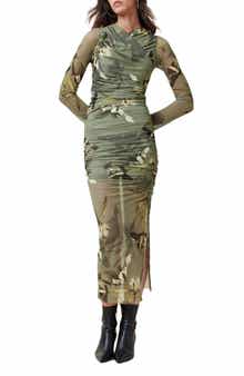 AllSaints Hanako Floral Long Sleeve Mesh Dress