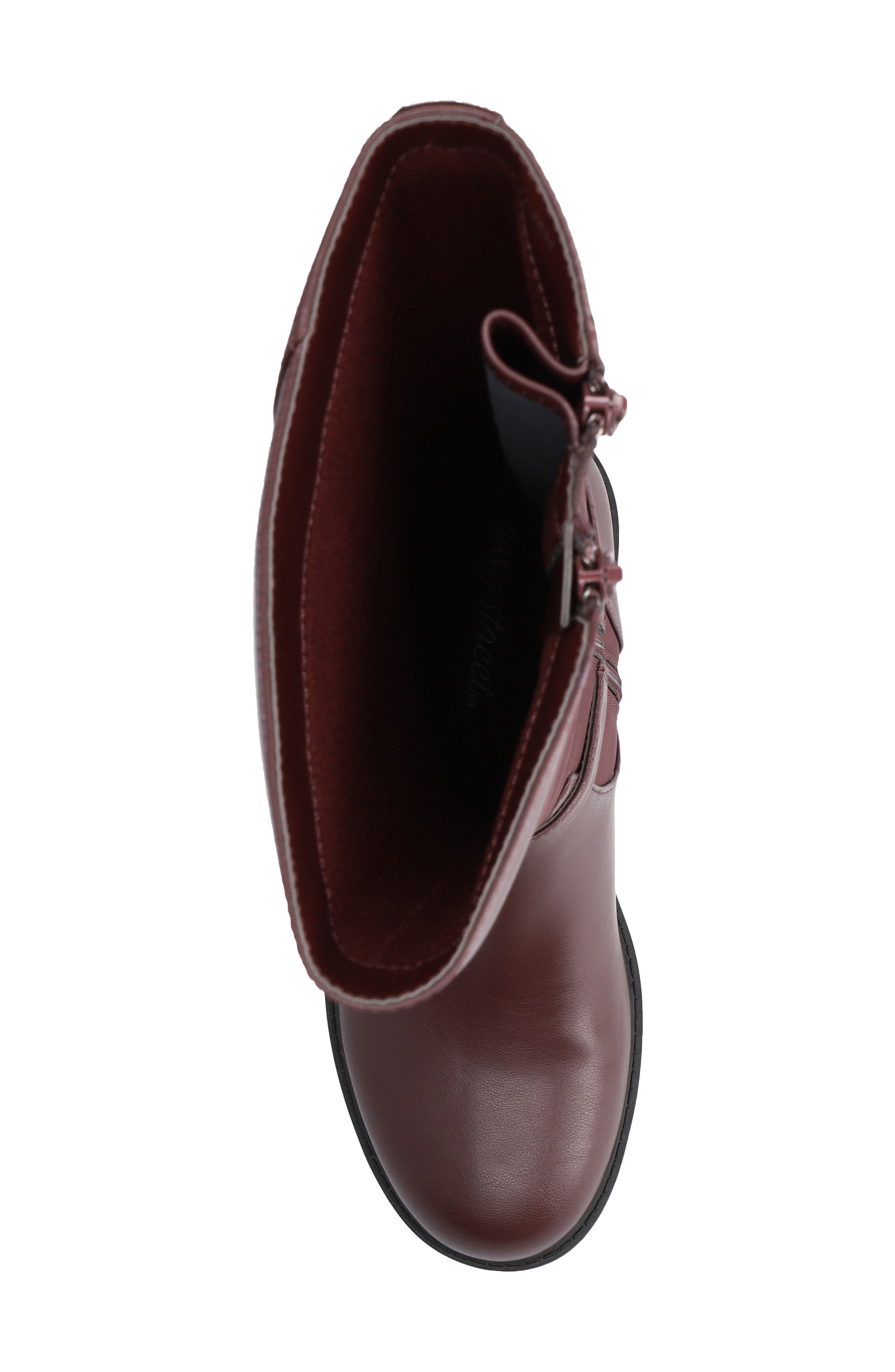 Erica Mixed Media Equestrian Boot, Alternate, color, BURGUNDY