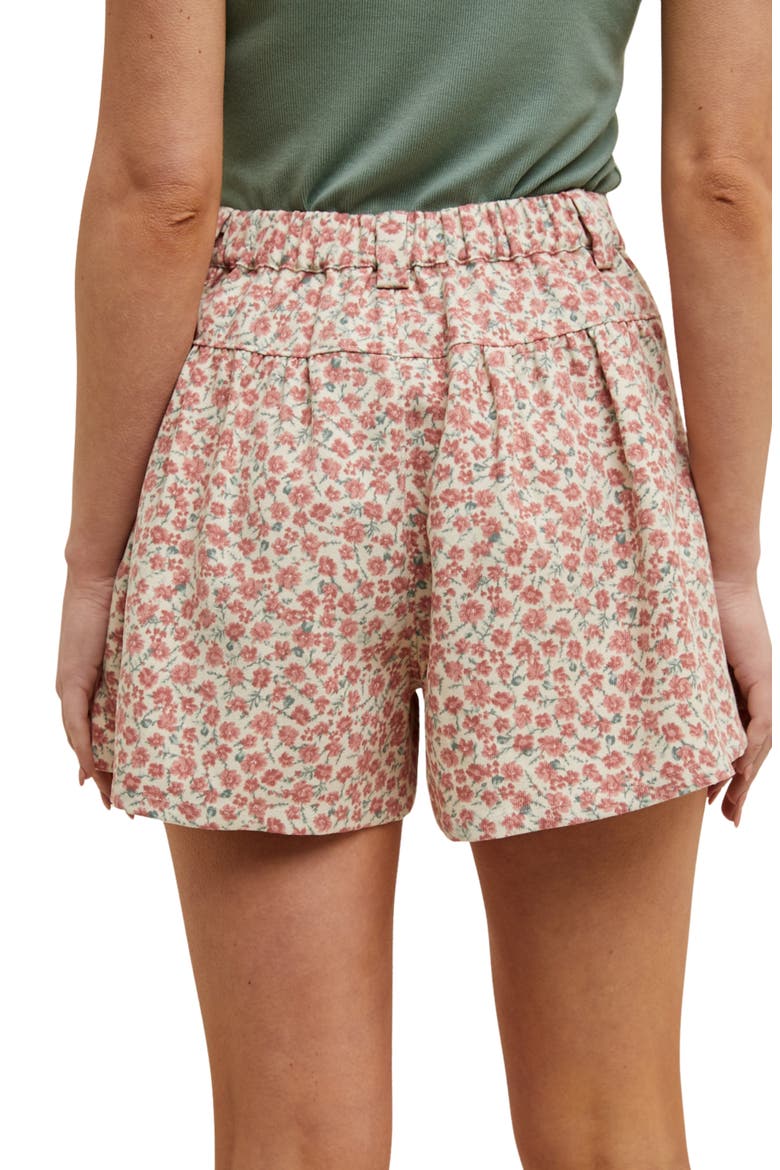 Flora Pleated Shorts, Alternate, color, CREAM/ MAUVE