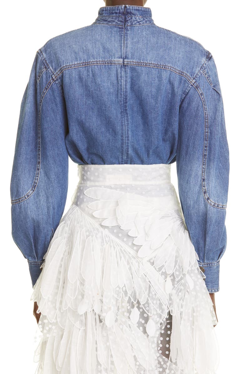 Zimmermann Rhythmic Denim Tuxedo Shirt, Alternate, color,