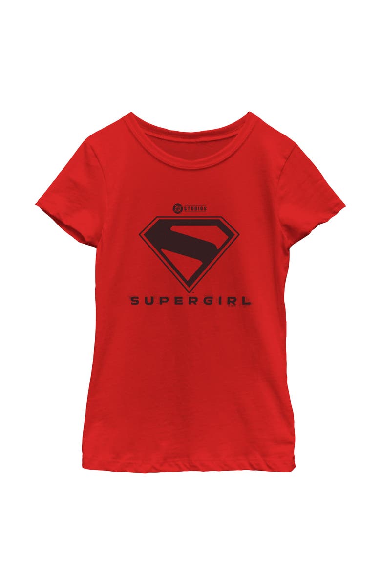 Supergirl Girl's Supergirl Official Shield Black Logo Graphic T-Shirt, Main, color, Red