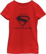 Supergirl Girl's Supergirl Official Shield Black Logo Graphic T-Shirt
