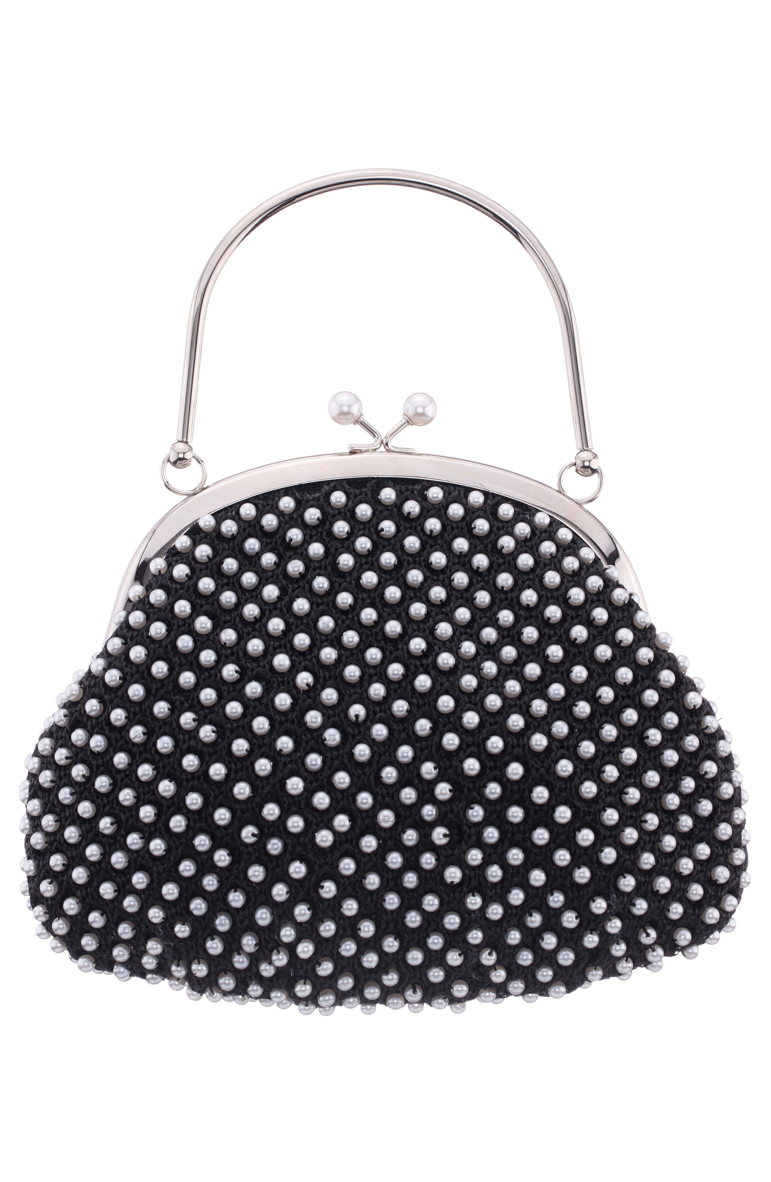 Nina Kym Top Handle Bag, Alternate, color, Black/ White Pearl