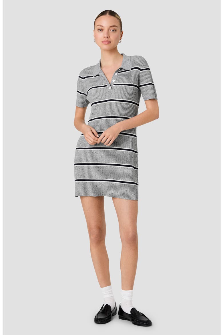 Mason Varsity Stripe Knit Minidress, Alternate, color, MEDIUM GRAY MELANGE