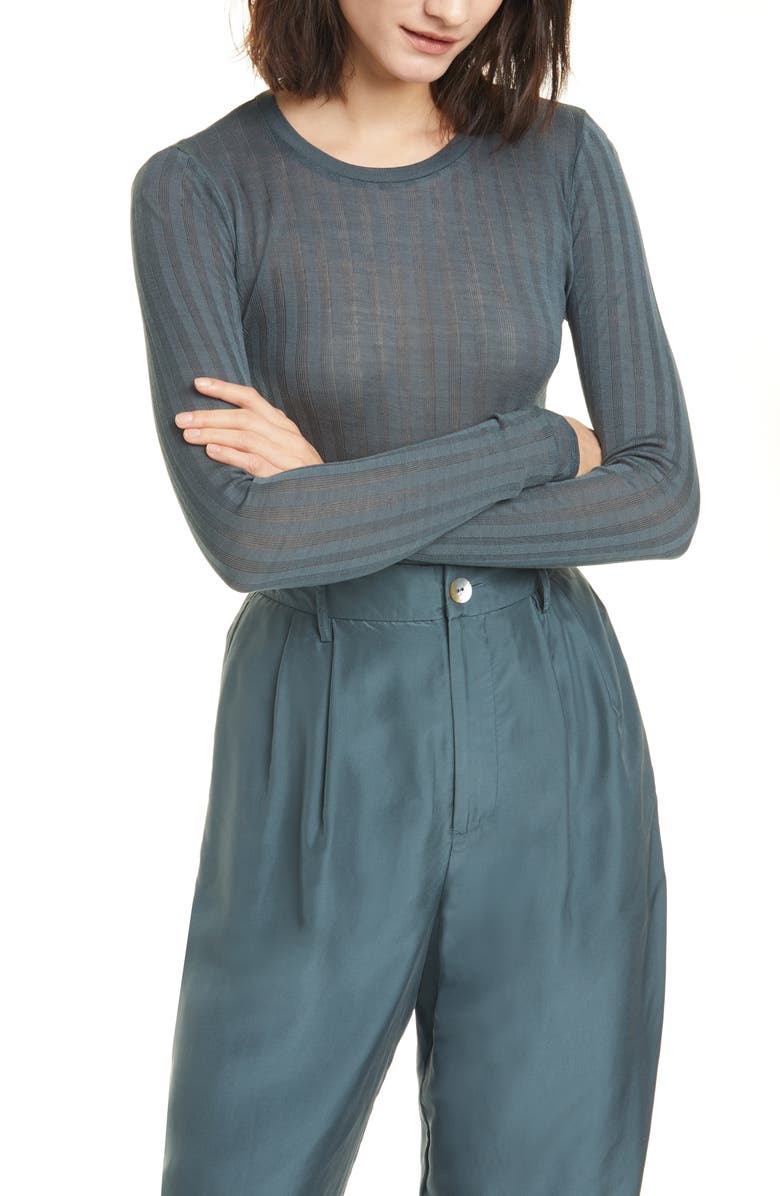 Vince Ribbed Crewneck Cotton Sweater, Main, color, 