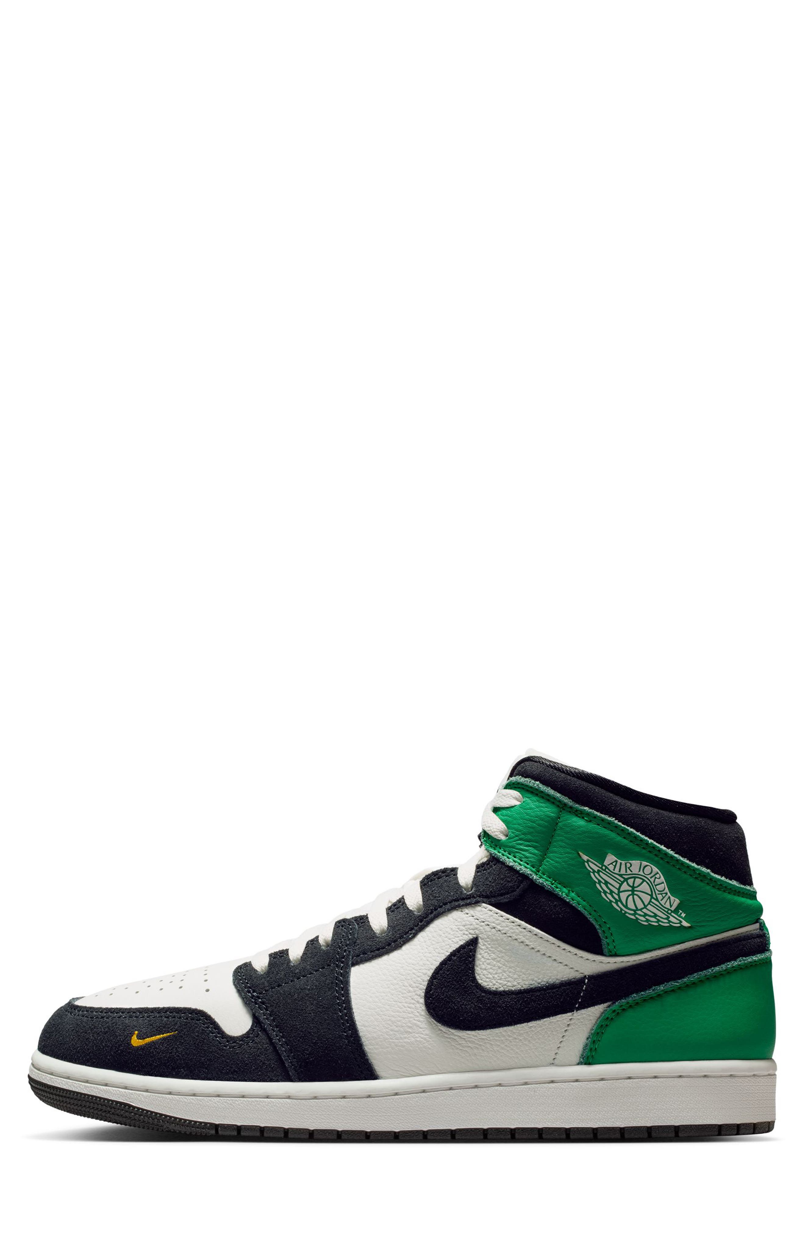Jordan Air Jordan 1 Mid SE Basketball Sneaker, Alternate, color, Summit White/ Black/ Green