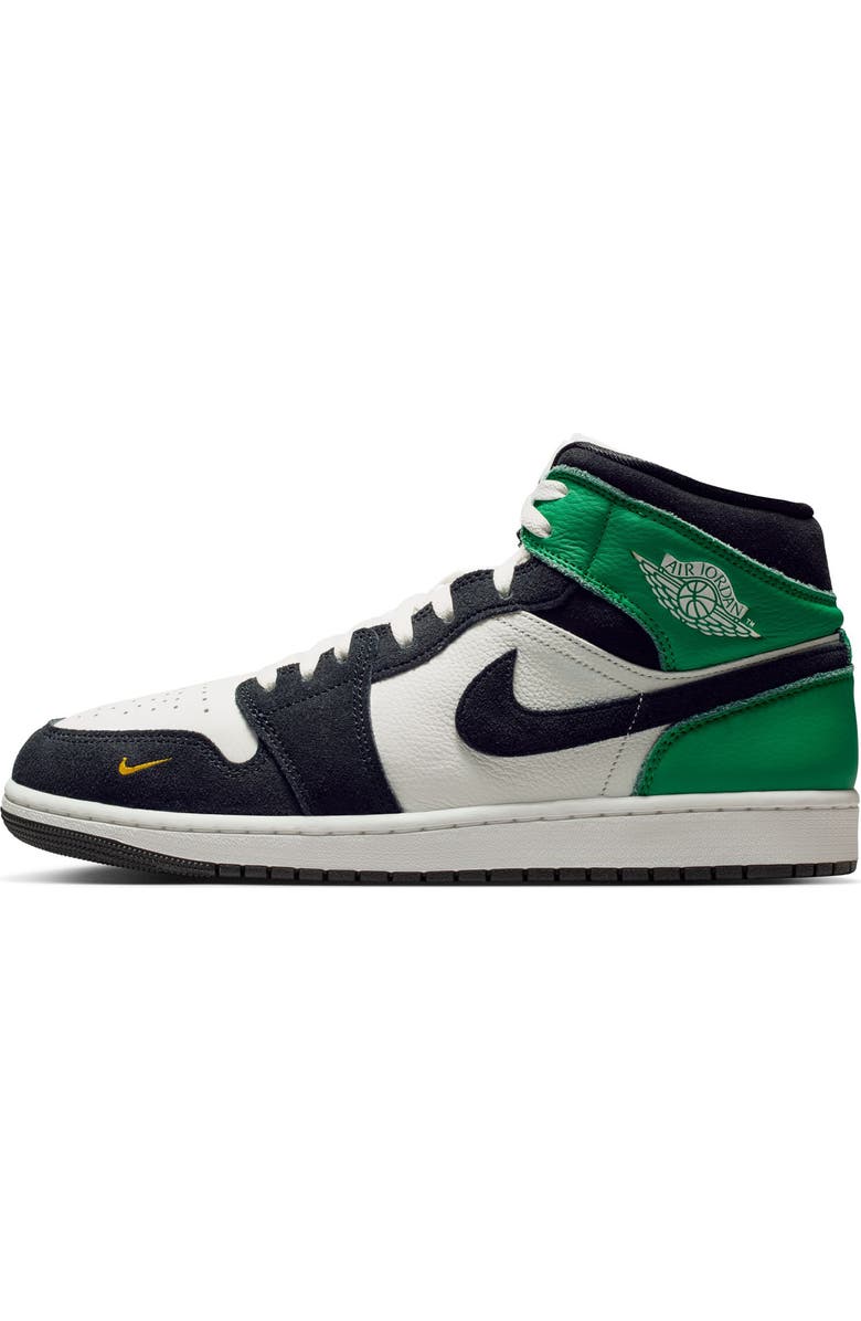 Jordan Air Jordan 1 Mid SE Basketball Sneaker, Alternate, color, Summit White/ Black/ Green