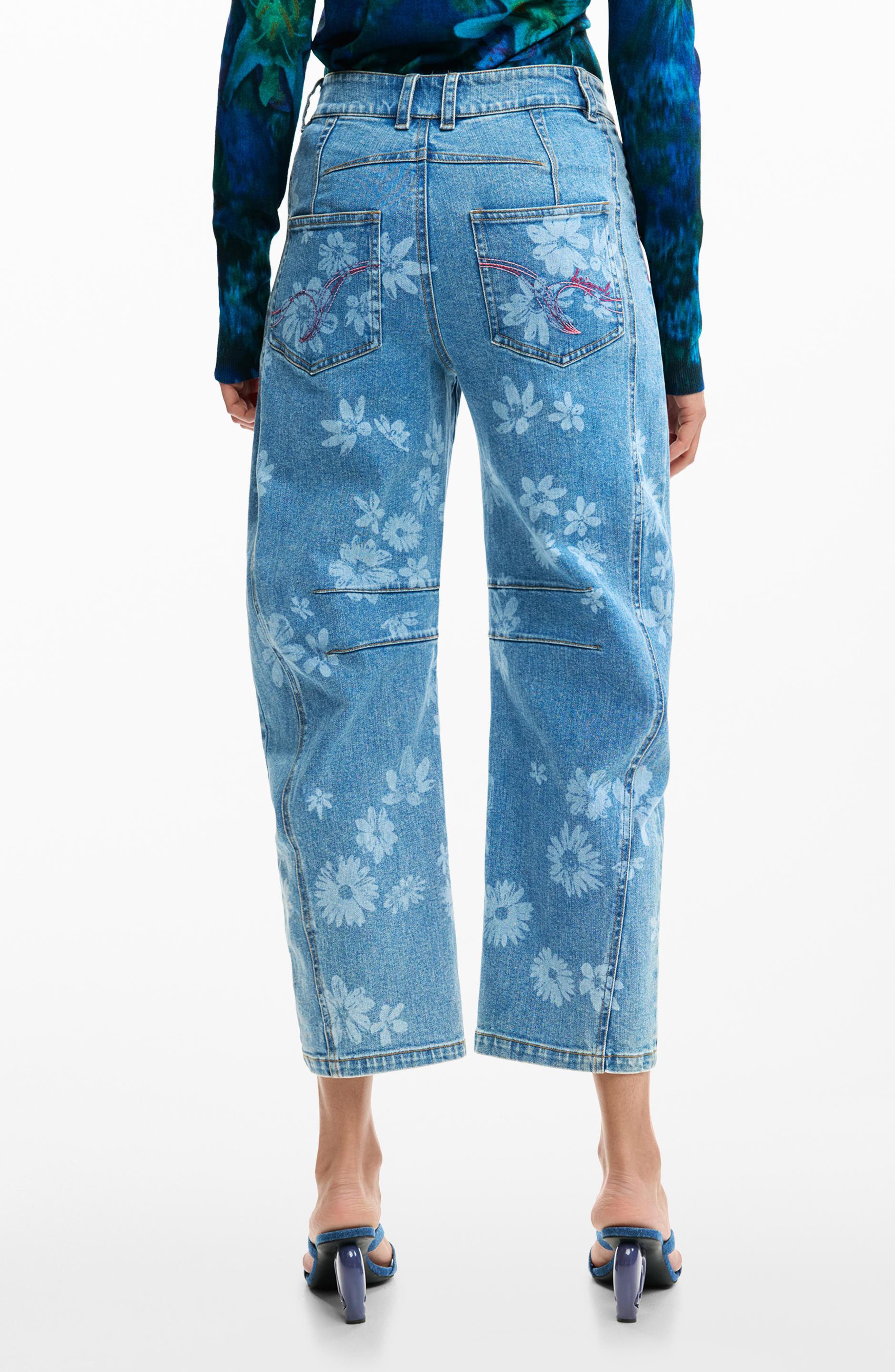 Floral Pattern Straight Leg Jeans - image 2