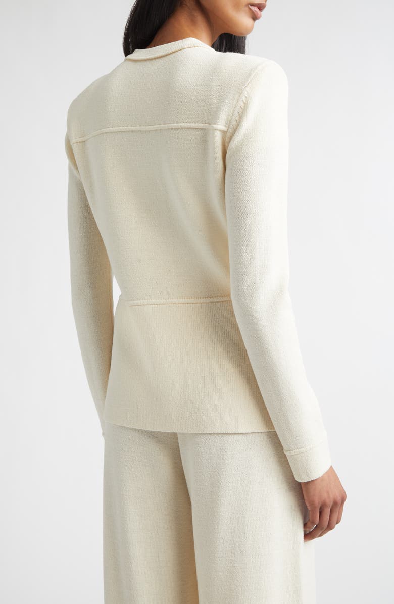 ST. JOHN Courtney Legacy Crepe Knit Jacket, Alternate, color, Ecru