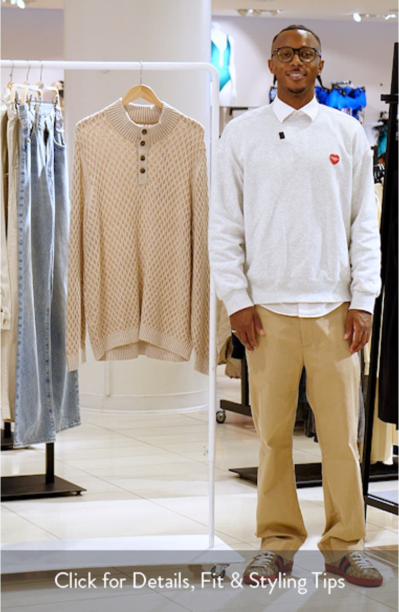 Cross Cable Button Neck Sweater, sales video thumbnail