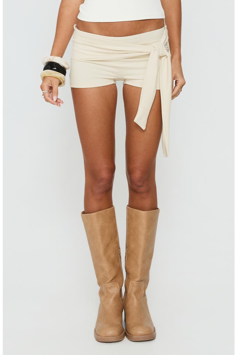Daily Define Ruched Tie Side Micro Shorts, Main, color, WHITE