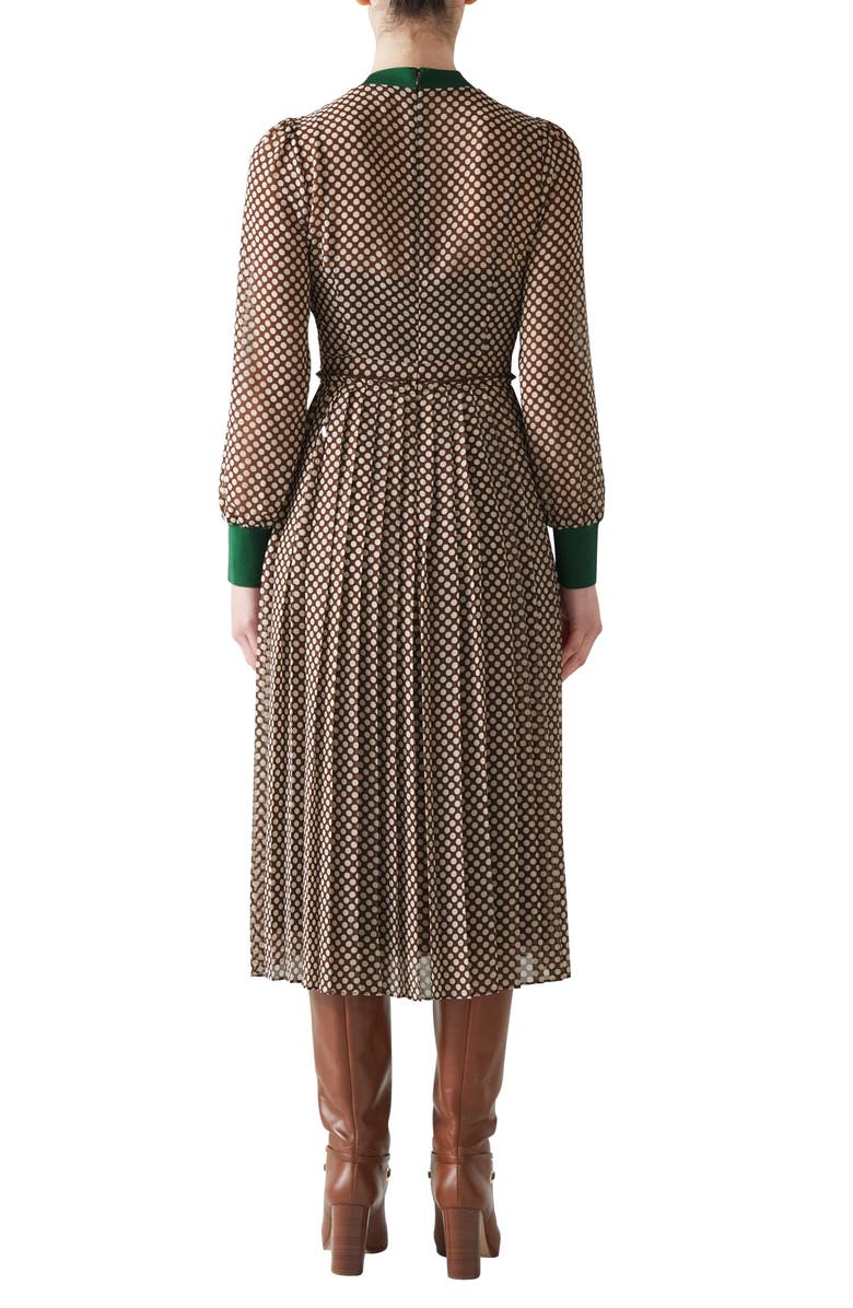 LK Bennett Marianne Pleated Long Sleeve Midi Dress, Alternate, color,