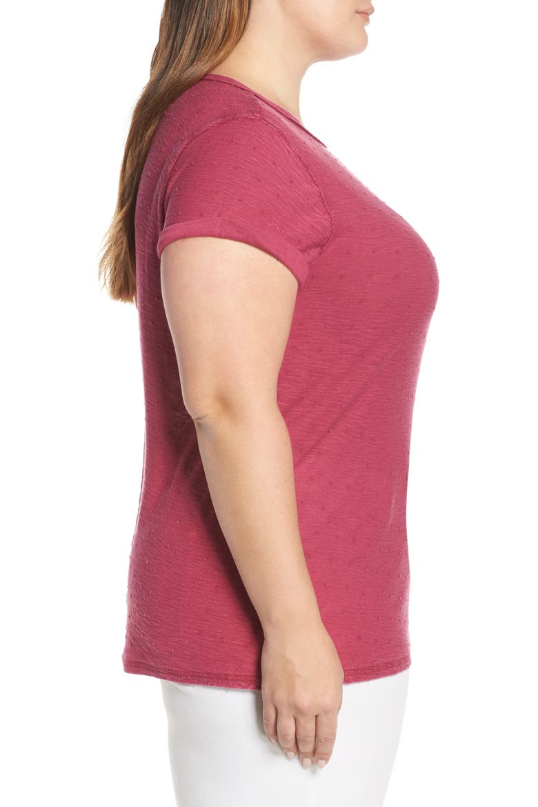 Textured Roll Sleeve Tee, Alternate, color, PURPLE FUCHSIA