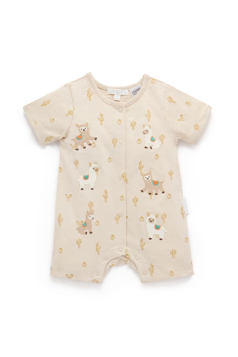 Llama Fiesta Short Romper, Main, color, Cacti Print