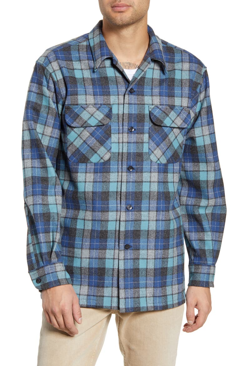 Board Regular Fit Wool Flannel Shirt, Main, color, BLUE ORIGINAL SURF PLAID