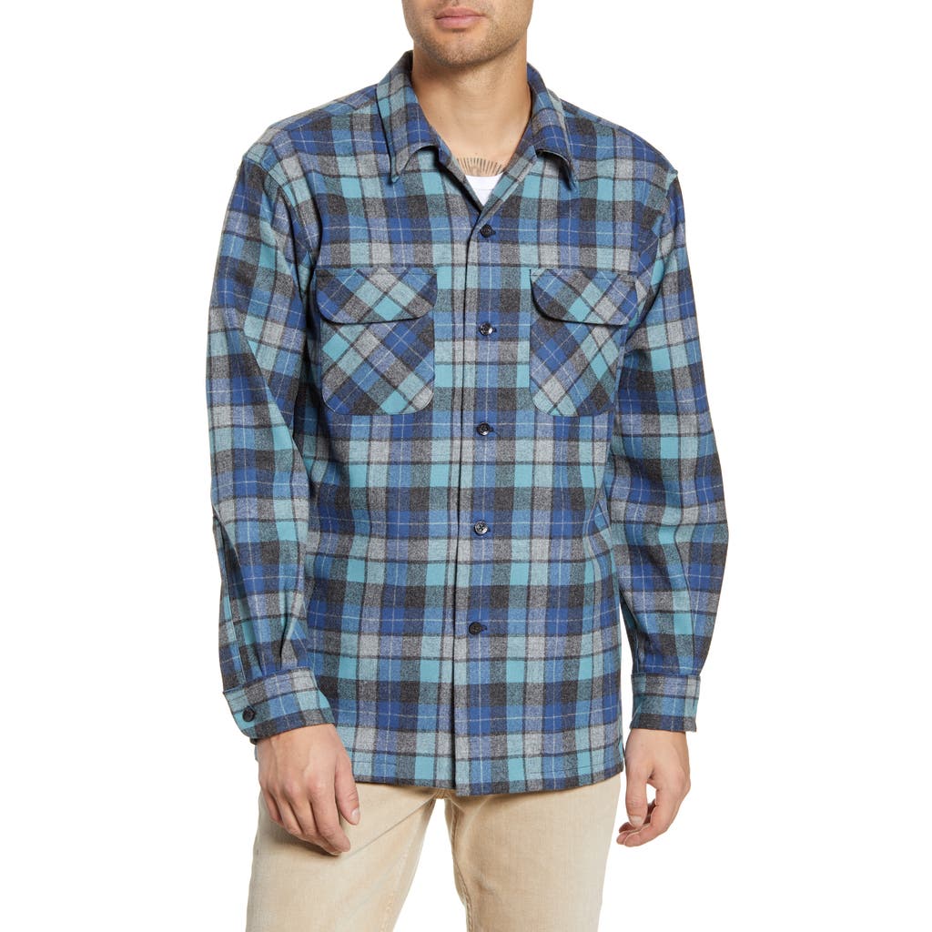 Pendleton Board Regular Fit Wool Flannel Shirt in Blue Original Surf Plaid  product