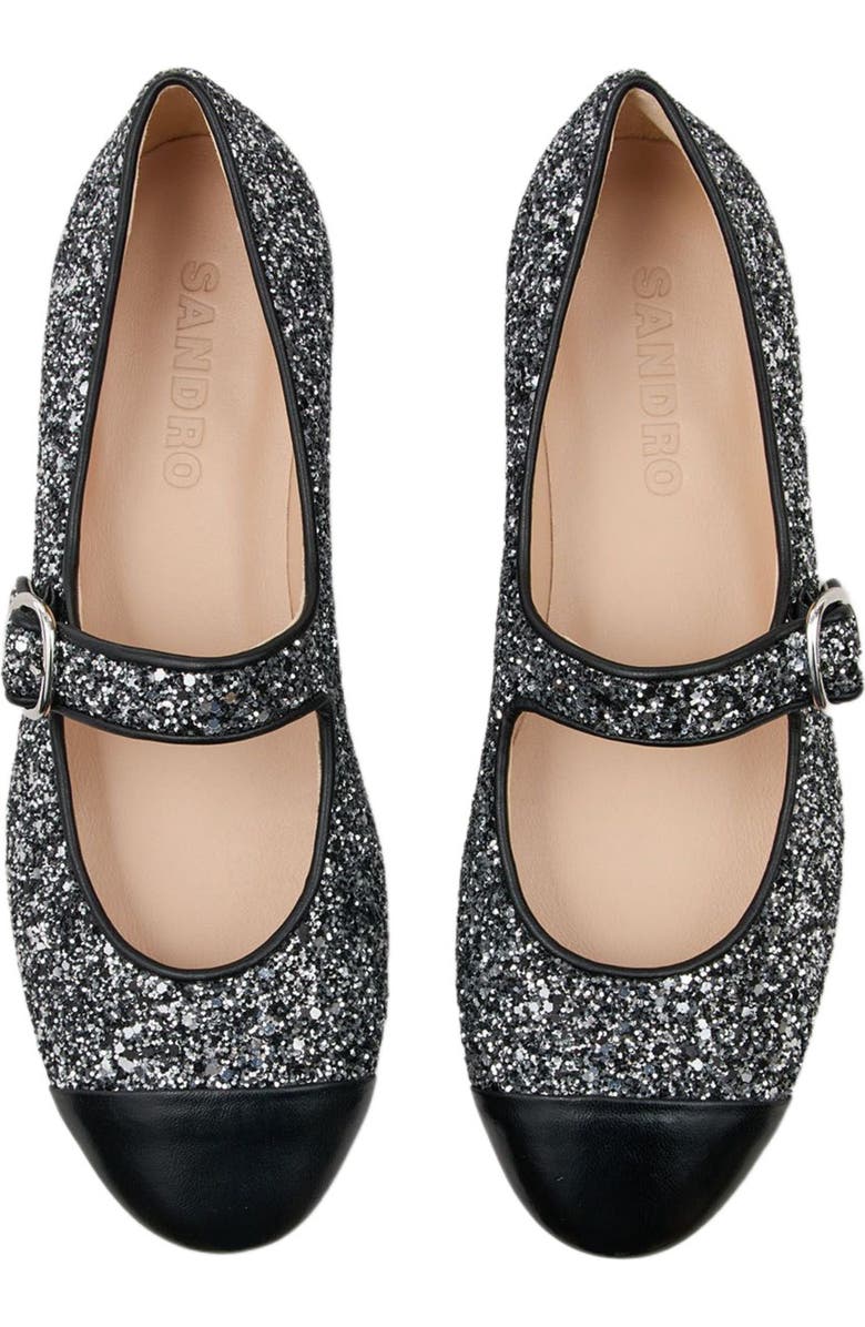 SANDRO Glitter ballet flats, Alternate, color, Black