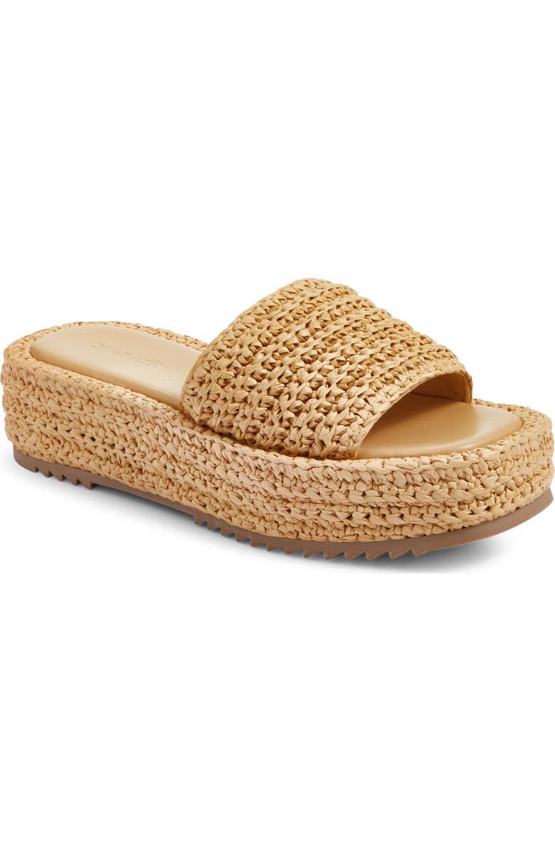 Open Edit Gisella Platform Slide Sandal, Main, color, Natural Raffia