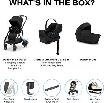 eGazelle S Stroller, Cloud G Lux Infant Car Seat & eGazelle Cot Travel System