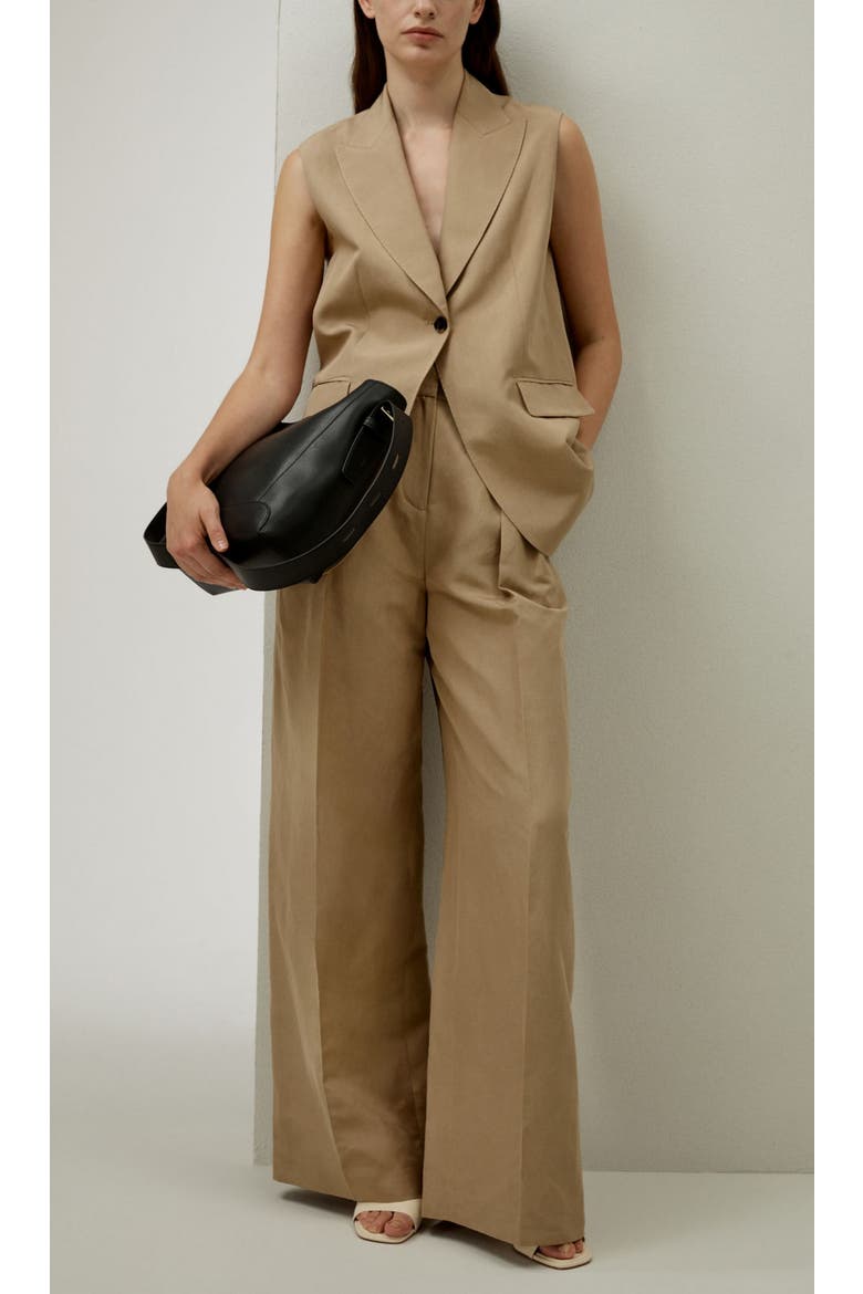 Women's Single Button Sleeveless Lapel Blazer, Alternate, color, Oak