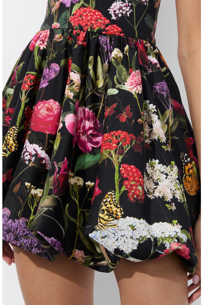 Asha Strapless Bubble Hem Sateen Minidress, Alternate, color, SECRET GARDEN