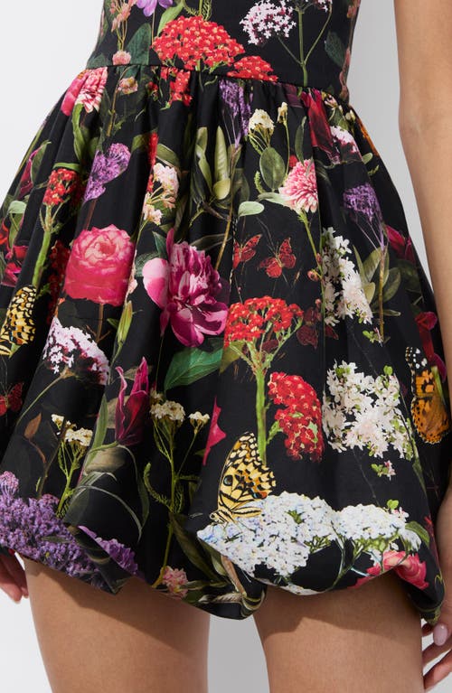 Shop Alice And Olivia Alice + Olivia Asha Strapless Bubble Hem Sateen Minidress In Secret Garden