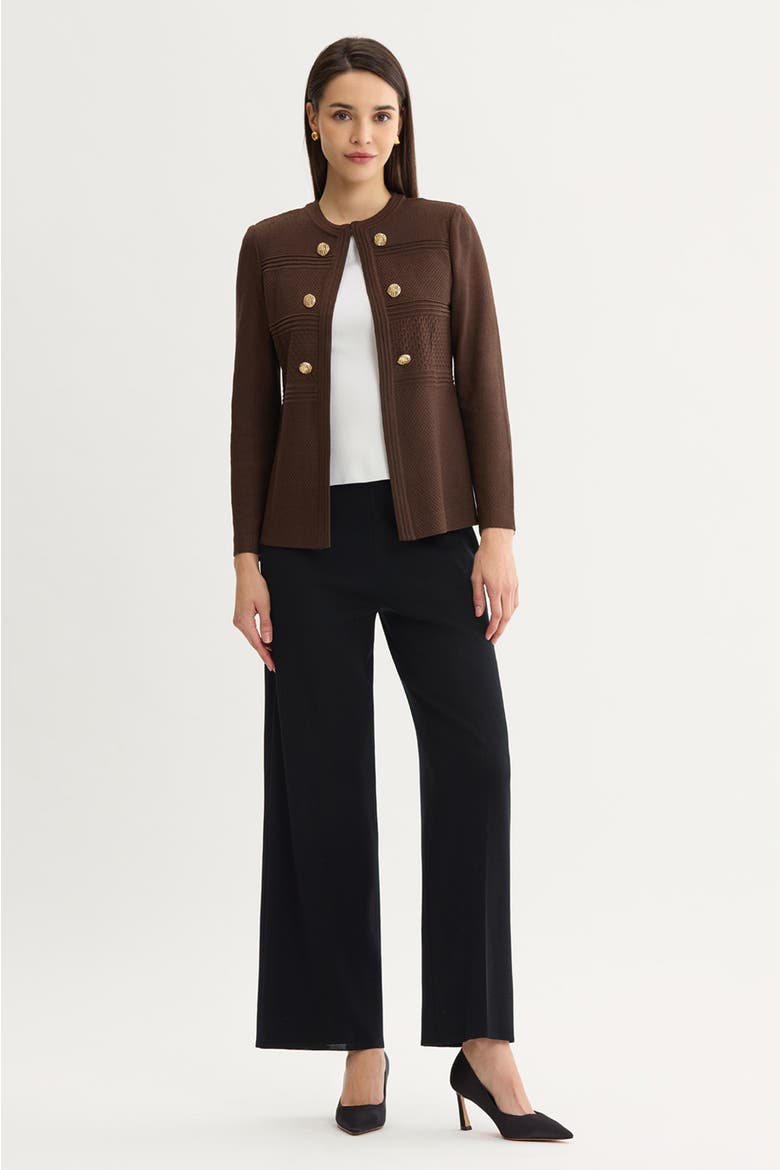 Pointelle Tonal Knit Jacket, Alternate, color, Dark Umber